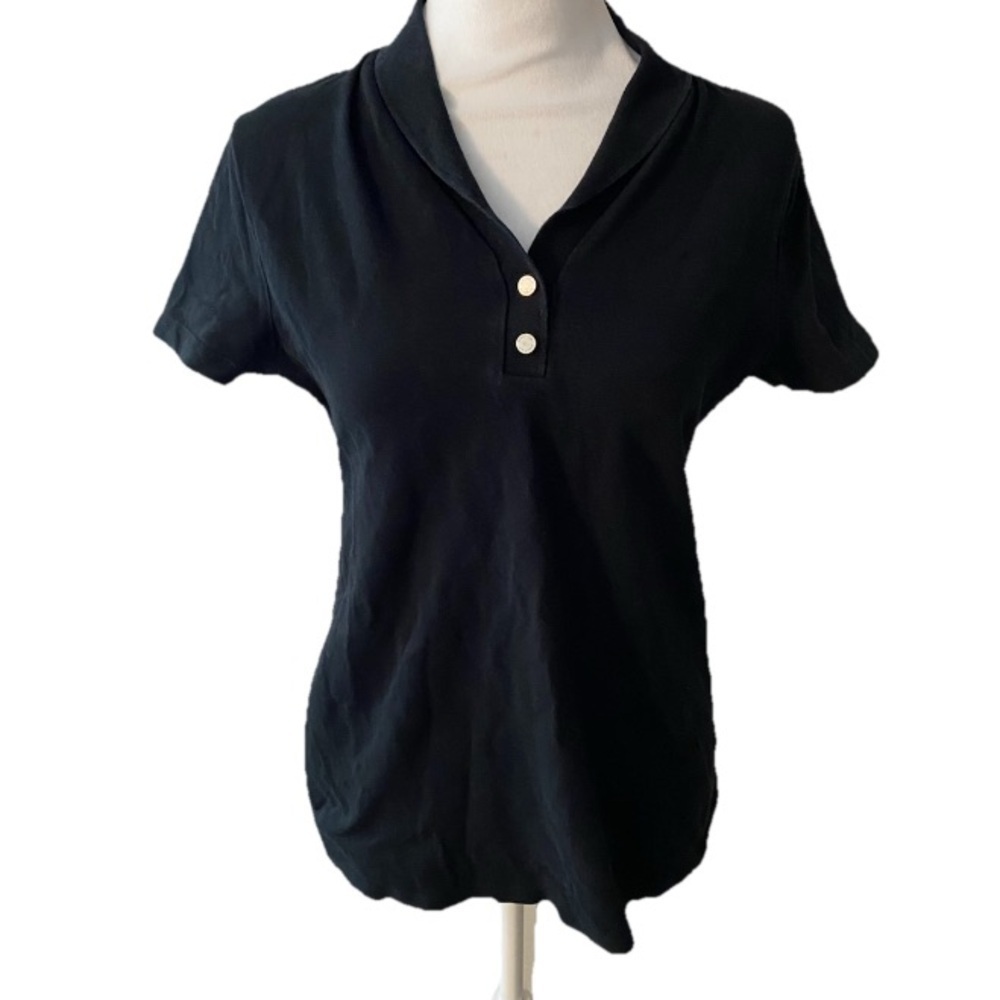 Nautica Black Slim Fit Collared Polo Shirt Size Top Women’s Size Medium